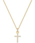 Swarovski Gold-tone Pave Crystal Mini Cross Necklace
