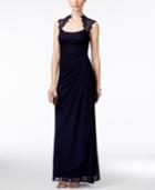 X By Xscape Stand-collar Illusion Back Gown