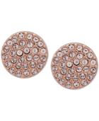 Dkny Rose Gold-tone Pave Disc Stud Earrings