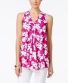 Alfani Printed Pleat-front Sleeveless Trapeze Top, Only St Macy's