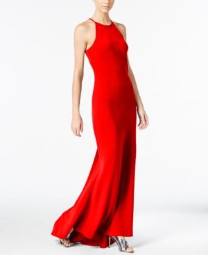 Calvin Klein Crepe Halter Gown