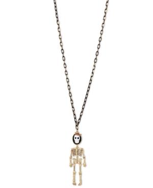 Betsey Johnson Two-tone Long Cameo Skeleton Pendant Necklace