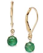 Emerald Leverback Earrings In 14k Gold (9/10 Ct. T.w.)