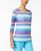 Alfred Dunner All Aflutter Sheer-sleeve Knit Necklace Top