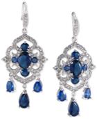 Carolee Silver-tone Blue And Clear Crystal Chandelier Earrings