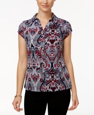 Charter Club Paisley-print Polo Top, Only At Macys