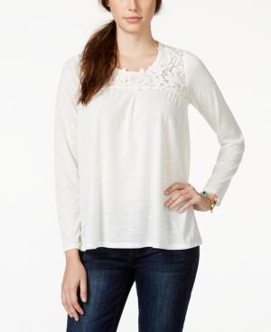 American Rag Long-sleeve Crochet Top, Only At Macy's