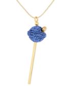 Sis By Simone I Smith 18k Gold Over Sterling Silver Necklace, Medium Deep Blue Crystal Lollipop Pendant
