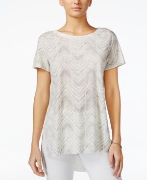 Hybrid Juniors' Chevron-print High-low Tunic Top