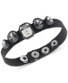 Dkny Hematite-tone & Black Rubber Stone Nylon Snap Bracelet, Created For Macy's