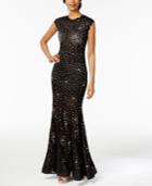 Betsy & Adam Embellished Lace Mermaid Gown