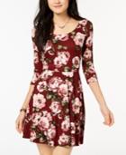 Bcx Juniors' Printed Crisscross-back Fit & Flare Dress