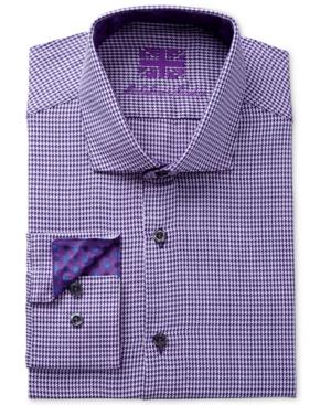 Michelsons Men's Plum Slim-fit Houndstooth Dress Shirt