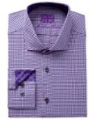 Michelsons Men's Plum Slim-fit Houndstooth Dress Shirt