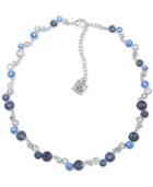 Anne Klein Stone And Crystal Bezel-set Collar Necklace