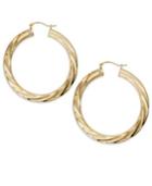 Signature Gold 14k Gold Earrings, Diamond Accent Big Twist Hoop Earrings