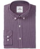 Ben Sherman Men's Slim-fit Navy & Red Dobby Check Dress Shirt