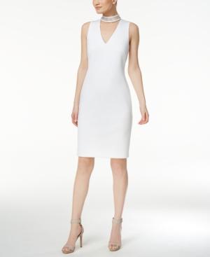 Calvin Klein Studded Mock-neck Sheath Dress