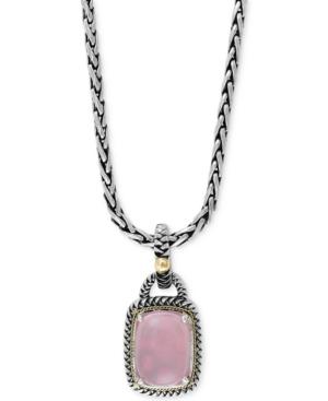 Serenity By Effy Rose Quartz Pendant Necklace (7-1/6 Ct. T.w.) In Sterling Silver And 18k Gold
