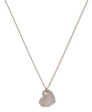 Joan Boyce Rose Gold-tone Pave Heart Long Pendant Necklace