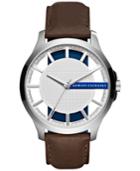 Ax Armani Exchange Men's Hampton Dark Brown Leather Strap Watch 46mm Ax2187