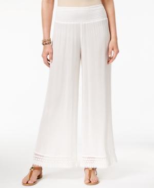 Style & Co Crochet-trim Wide-leg Pants, Created For Macy's