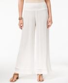 Style & Co Crochet-trim Wide-leg Pants, Created For Macy's