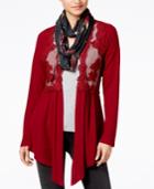Belle Du Jour Juniors' Cardigan & T-shirt Set With Infinity Scarf