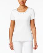 Karen Scott Strap-embellished Top, Only At Macy's