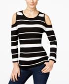 Inc International Concepts Striped Cold-shoulder Sweater, Only At Macy's
