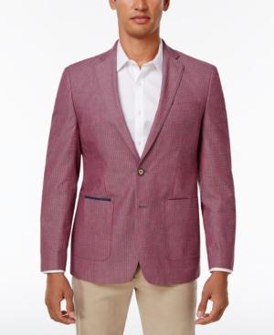 Tallia Men's Slim-fit Red/gray Seersucker Sport Coat