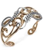 American West Two-tone Fancy Openwork Cuff Bracelet In Sterling Silver & Brass