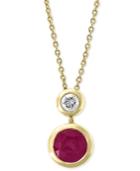 Effy Certified Ruby (1 Ct. T.w.) & Diamond (1/8 Ct. T.w.) 18 Pendant Necklace In 14k Gold