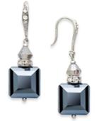 Inc International Concepts Earrings, Silver-tone Jet Square Bead Drop Earrings