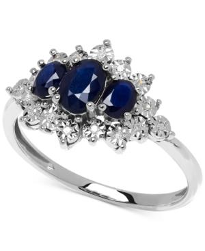 Sapphire (1-1/5 Ct. T.w.) And Diamond Accent Ring In 10k White Gold