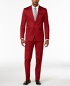 Ben Sherman Men's Slim-fit Stretch Comfort Red Solid Suit
