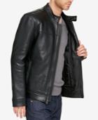 Cole Haan Men's Leather Moto Jacket With Removable Liner