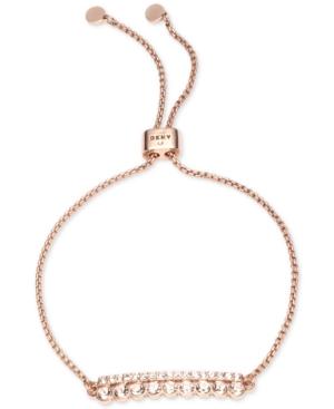 Dkny Rose Gold-tone Crystal Slider Bracelet