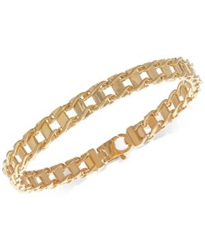 Unisex Railroad Link Bracelet In 10k Gold