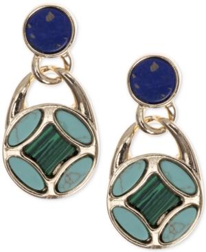 Anne Klein Gold-tone Stone Disc Drop Earrings