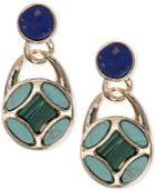 Anne Klein Gold-tone Stone Disc Drop Earrings