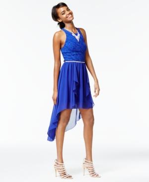 City Studios Juniors' Lace High-low Dress