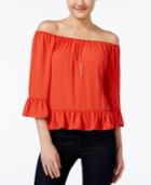 Bar Iii Off-the-shoulder Ruffled Top, Only At Macy's