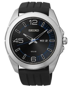 Seiko Men's Solar Black Silicone Strap Watch 45mm Sne277