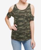 Sanctuary Lou Cotton Cold-shoulder Camouflage-print Top