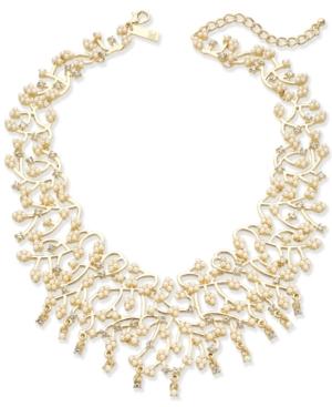 Inc International Concepts Gold-tone Imitation Pearl And Crystal Statement Necklace, 16 + 3 Extender, Created For Macy's
