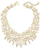 Inc International Concepts Gold-tone Imitation Pearl And Crystal Statement Necklace, 16 + 3 Extender, Created For Macy's