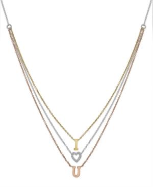 Giani Bernini Tri-tone I (heart) You Necklace In Sterling Silver And 18k Gold