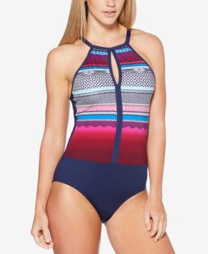 Jag Gradient-stripe High-neck One-piece Swimsuit Women's Swimsuit