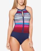 Jag Gradient-stripe High-neck One-piece Swimsuit Women's Swimsuit